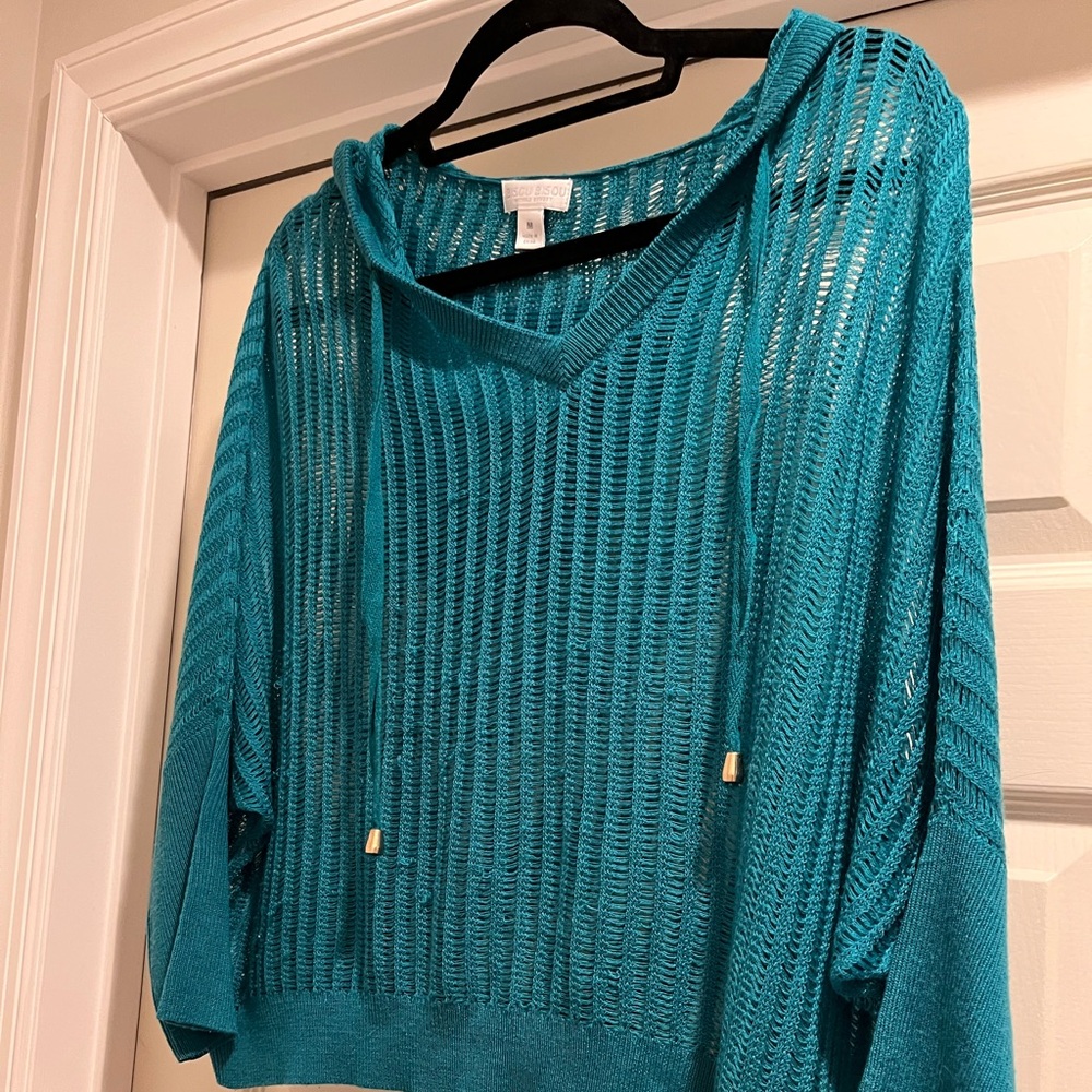 Bisou Bisou Turquoise V-Neck Sweater